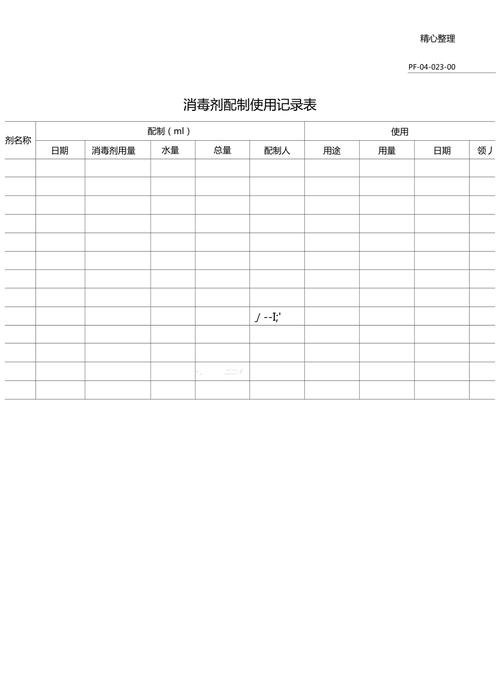 消毒劑配制使用記錄表